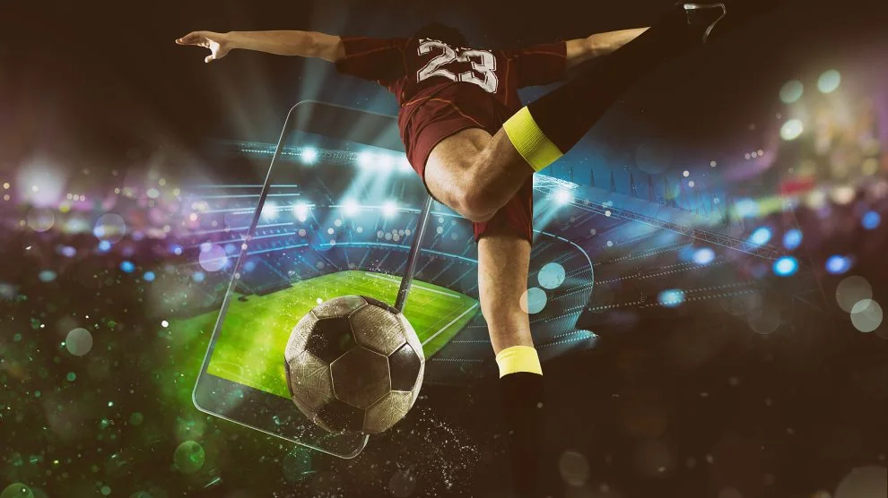 Ilustrasi pertandingan olahraga di layar digital