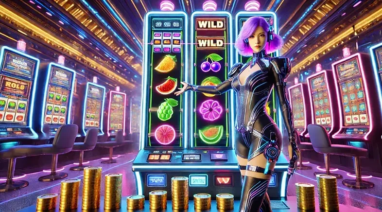Antarmuka slot mobile dengan reel dan simbol khusus